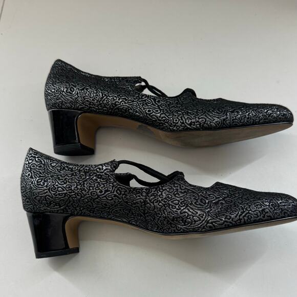 Trotters Metallic Criss Cross Pump Heels MaryJanes Size 8.5 - Picture 4 of 6